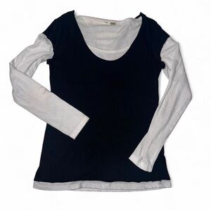 Women’s medium vintage Y2K Black and white striped and lace up long sleeve top